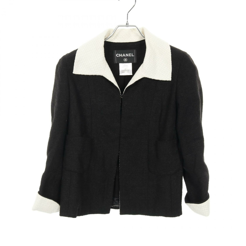 香奈兒其他外套 布料 羊毛棉 黑色 白色 二手 女士-0