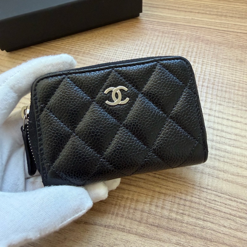 ®️✨近全新 CHANEL 黑銀短夾 荔枝牛皮-0
