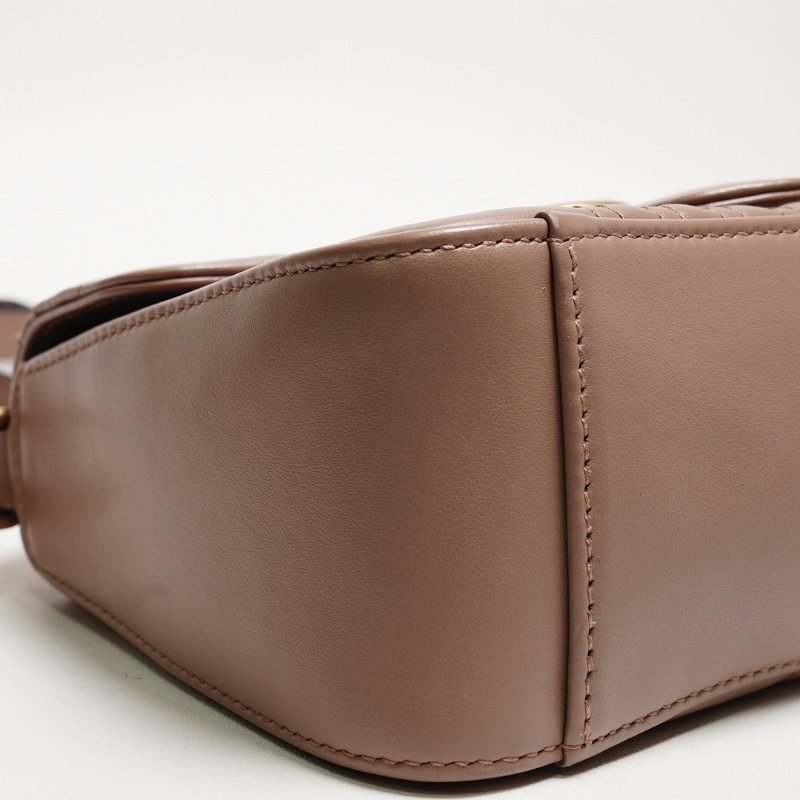 GUCCI GG Marmont 經典金屬雙G LOGO迷你手提兩用包(奶茶色)-5