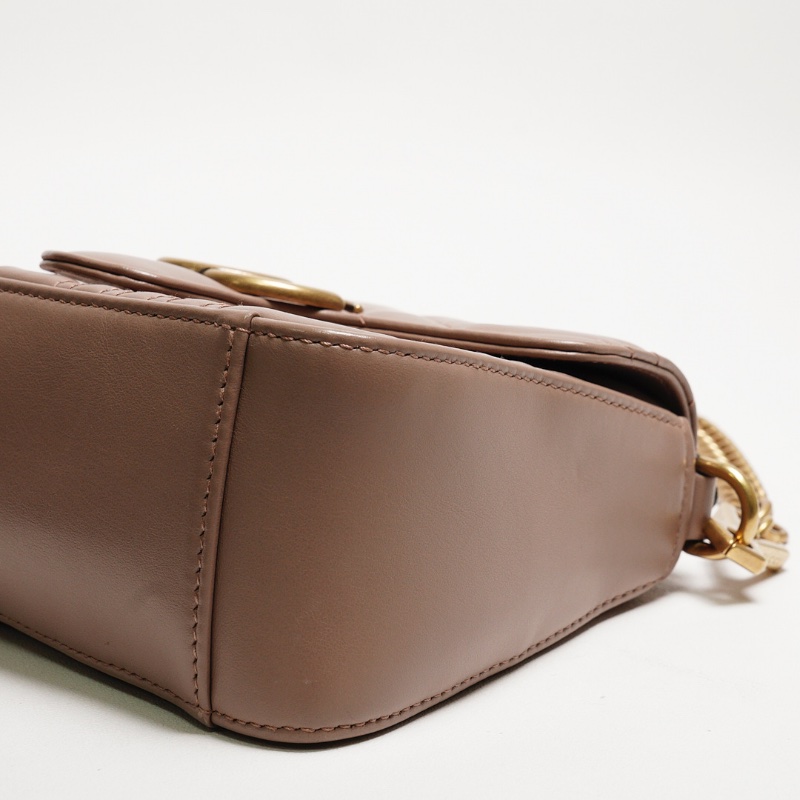 GUCCI GG Marmont 經典金屬雙G LOGO迷你手提兩用包(奶茶色)-6