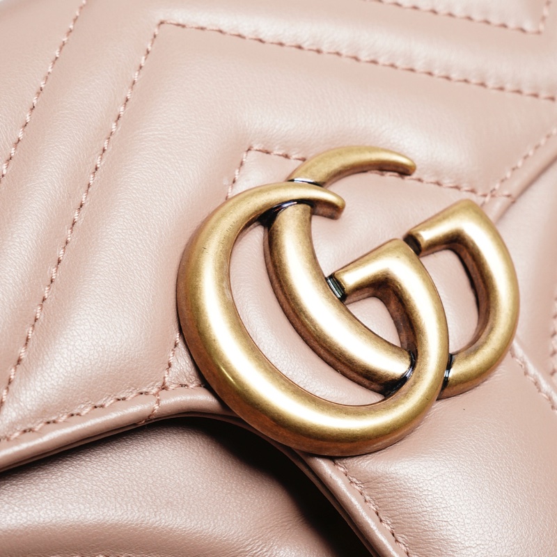 GUCCI GG Marmont 經典金屬雙G LOGO迷你手提兩用包(奶茶色)-7