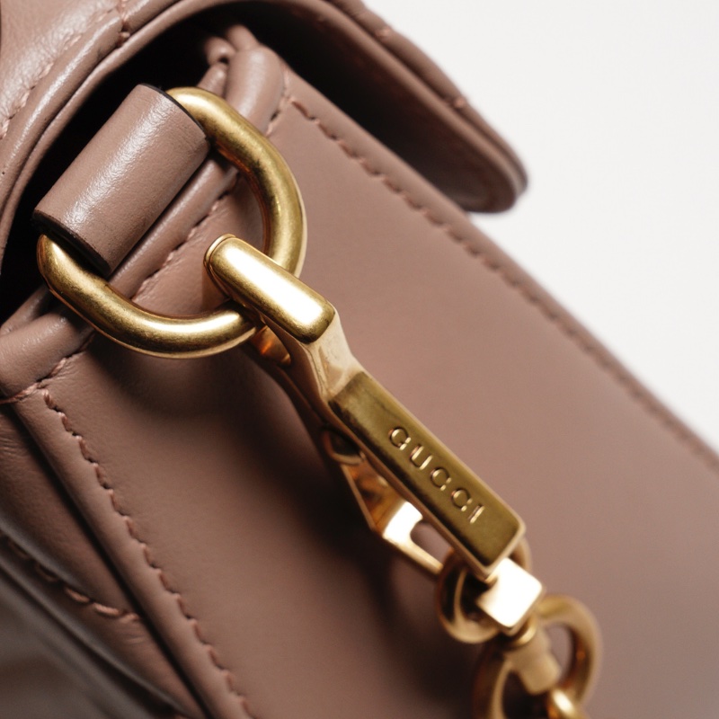 GUCCI GG Marmont 經典金屬雙G LOGO迷你手提兩用包(奶茶色)-8