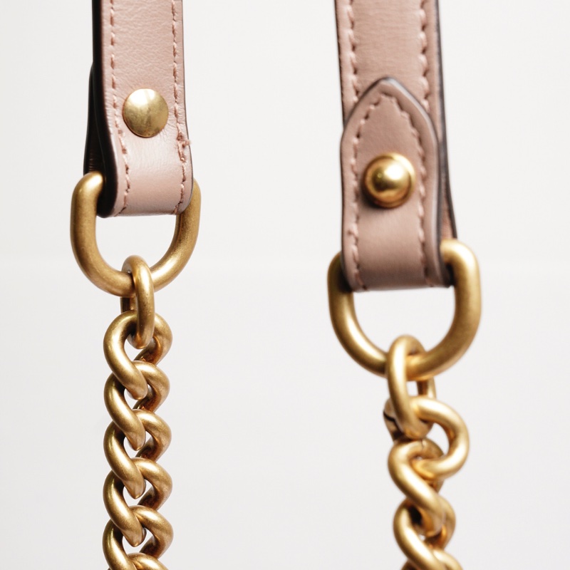 GUCCI GG Marmont 經典金屬雙G LOGO迷你手提兩用包(奶茶色)-10