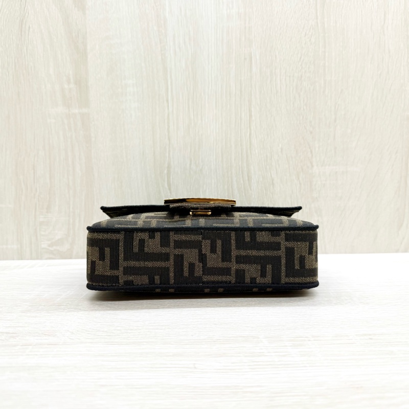 FENDI迷你法掍棕色FF提花布料提把斜背包8BS017-4