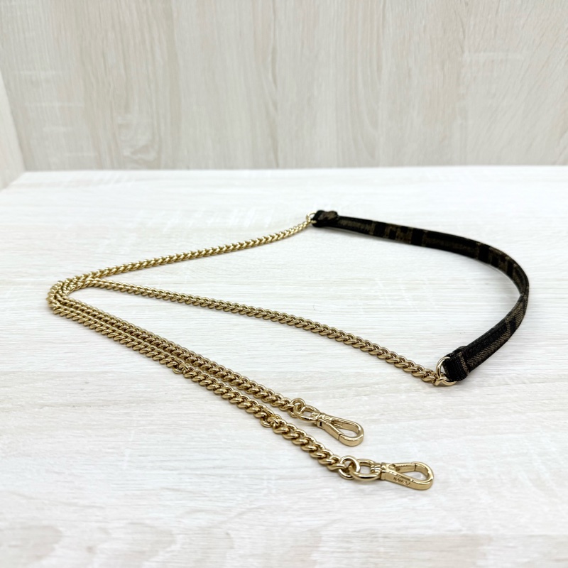 FENDI迷你法掍棕色FF提花布料提把斜背包8BS017-15