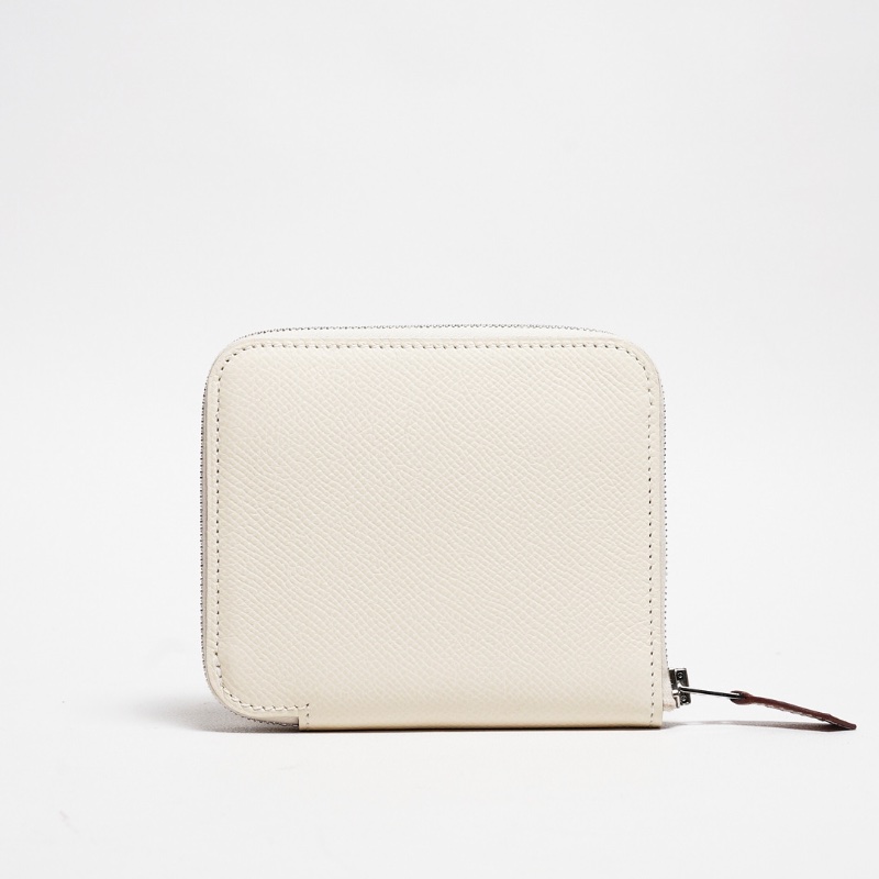 Hermes Nata奶油白silk in compact短夾錢包-0