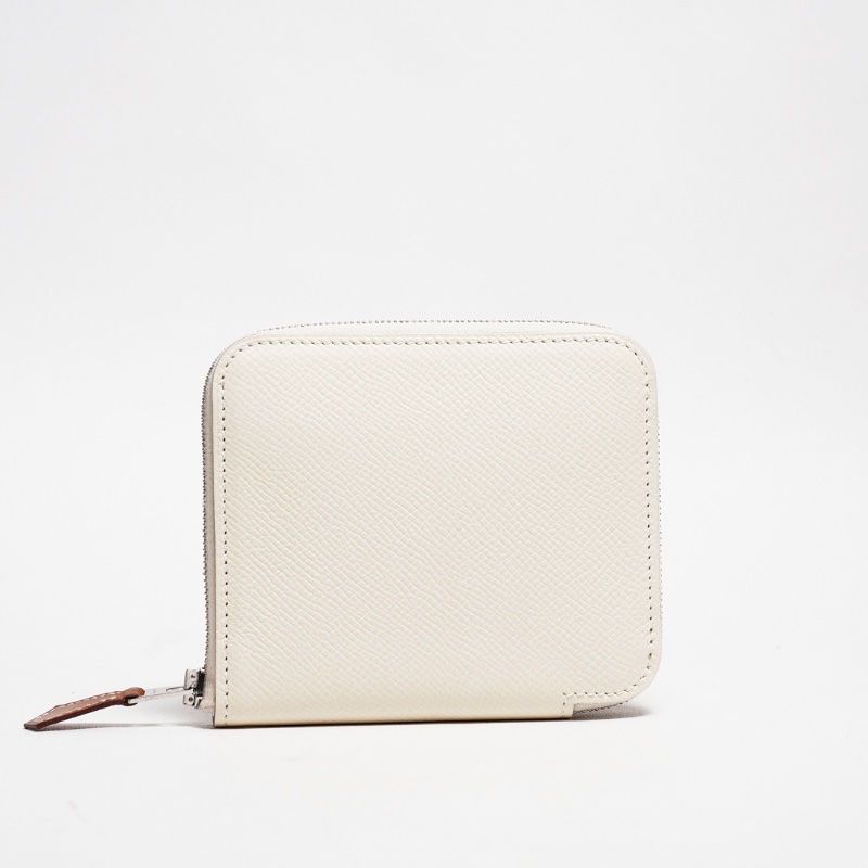 Hermes Nata奶油白silk in compact短夾錢包-1