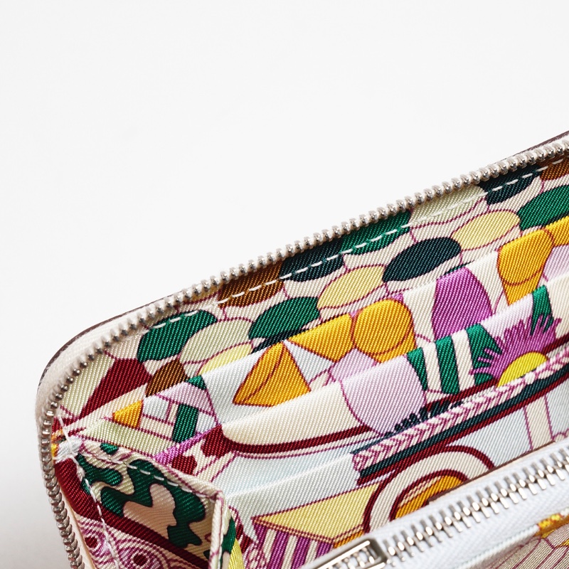 Hermes Nata奶油白silk in compact短夾錢包-4