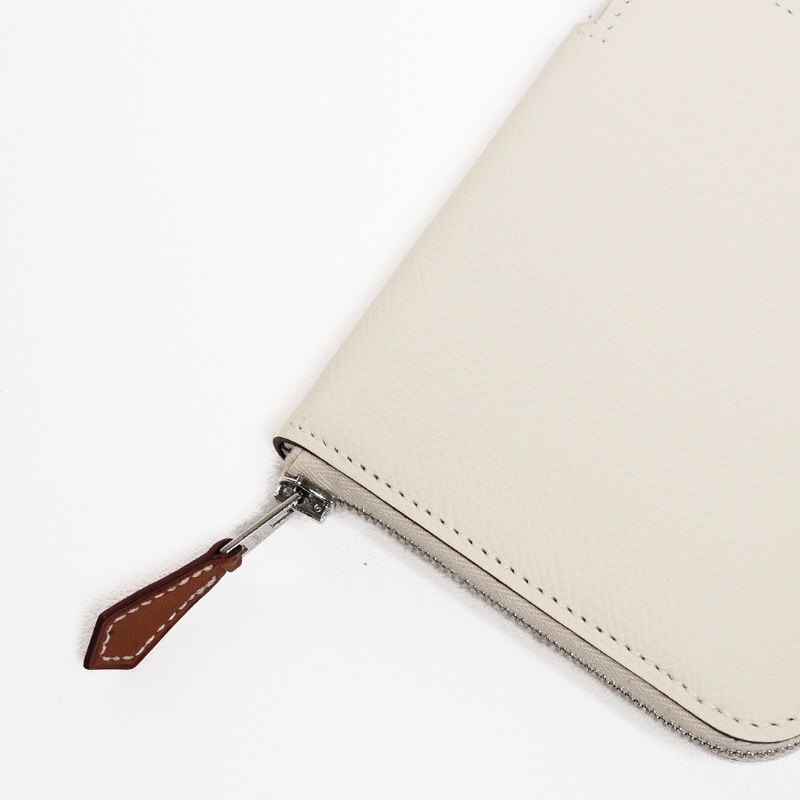 Hermes Nata奶油白silk in compact短夾錢包-6