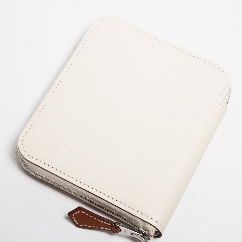 Hermes Nata奶油白silk in compact短夾錢包-8