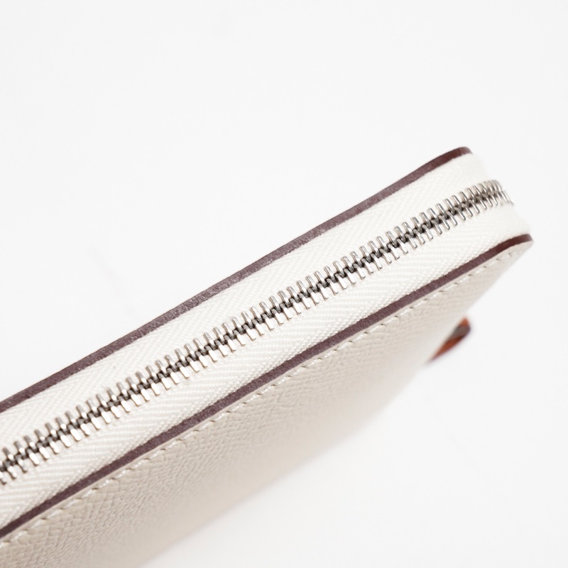 Hermes Nata奶油白silk in compact短夾錢包-9