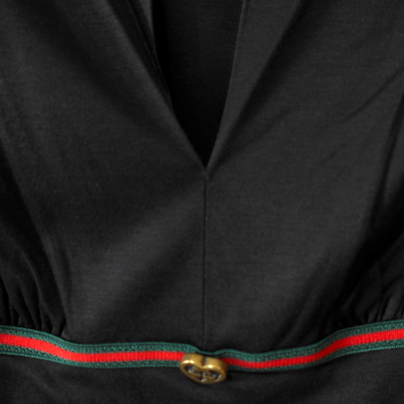 GUCCI黑色棉質低V領上衣-2