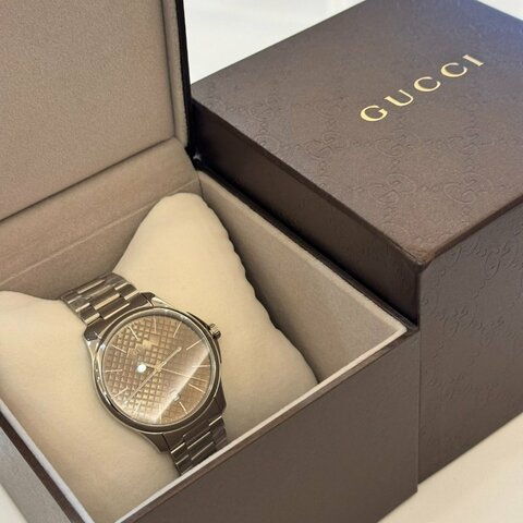 *SHIHNA名牌精品* Gucci G-Timeless 棕色錶盤男士腕錶