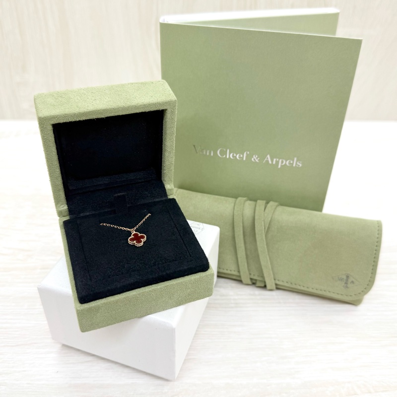 VCA 18K玫瑰金 紅玉髓mini Sweet Alhambra吊墜VCARN59M00-0