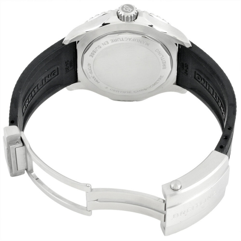 百年靈超級海洋自動46男士腕錶，A17378，黑色錶盤，不鏽鋼錶殼-3