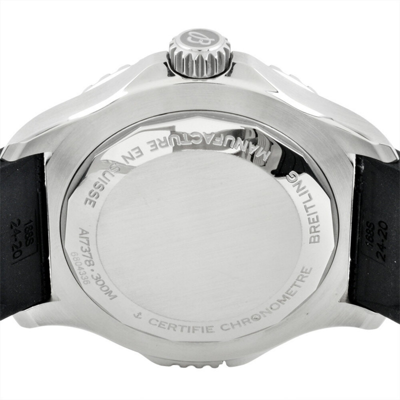 百年靈超級海洋自動46男士腕錶，A17378，黑色錶盤，不鏽鋼錶殼-4