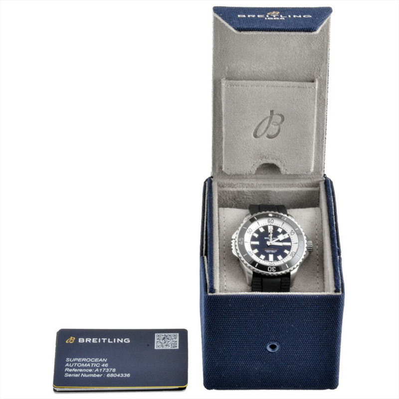 百年靈超級海洋自動46男士腕錶，A17378，黑色錶盤，不鏽鋼錶殼-8