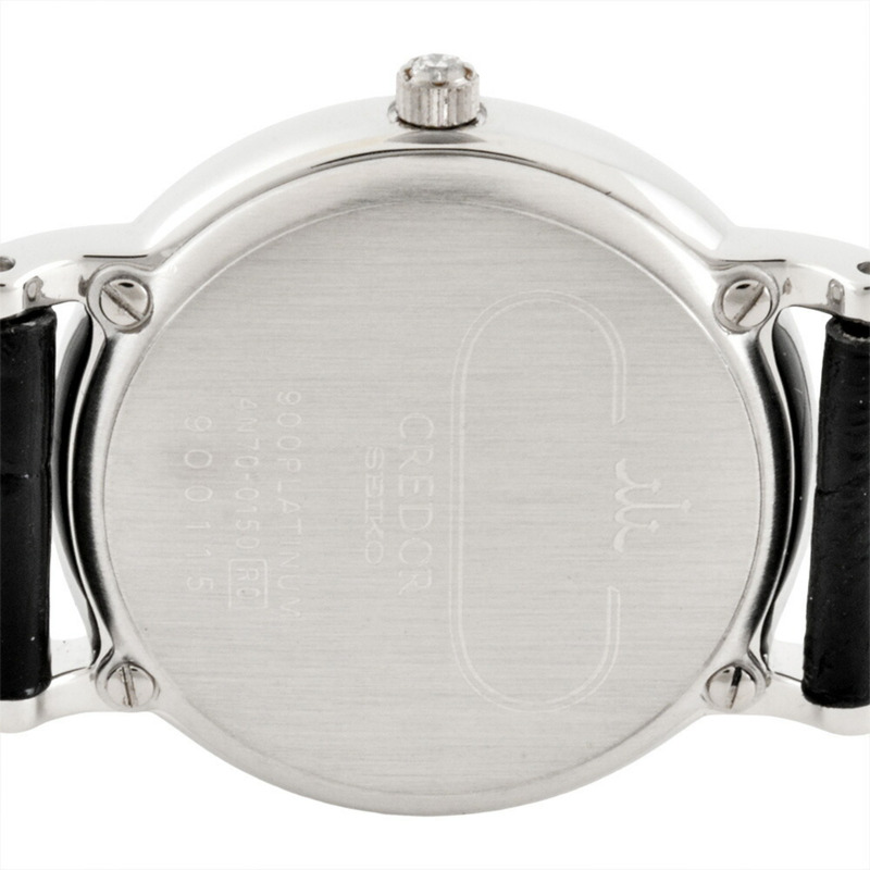 精工 4N70-0150 Credor 石英腕錶，銀色錶盤，Pt900 鑽石，純鉑金錶殼，女士款-4