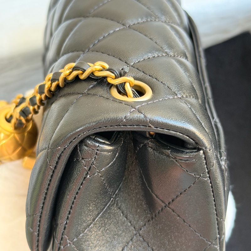 ®️✨CHANEL 25A金球方胖子 黑金芯片款 全新品-21