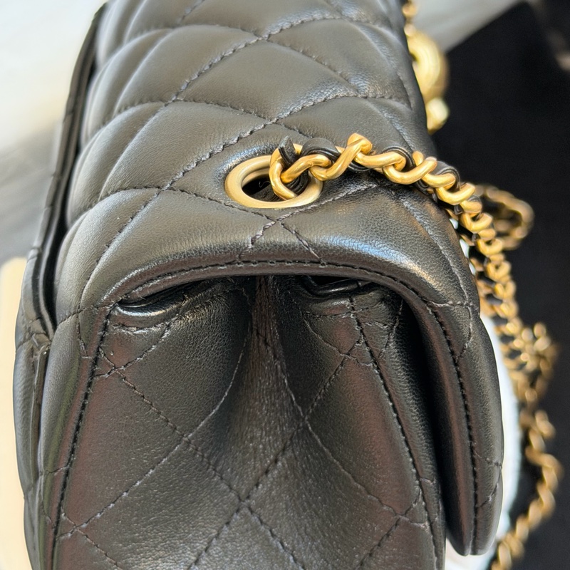 ®️✨CHANEL 25A金球方胖子 黑金芯片款 全新品-22