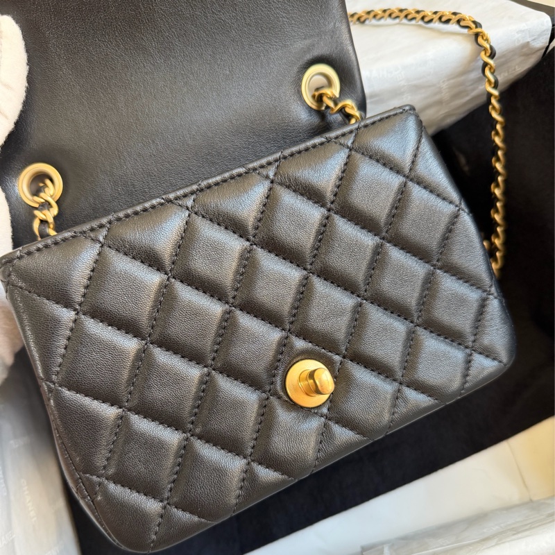 ®️✨CHANEL 25A金球方胖子 黑金芯片款 全新品-26
