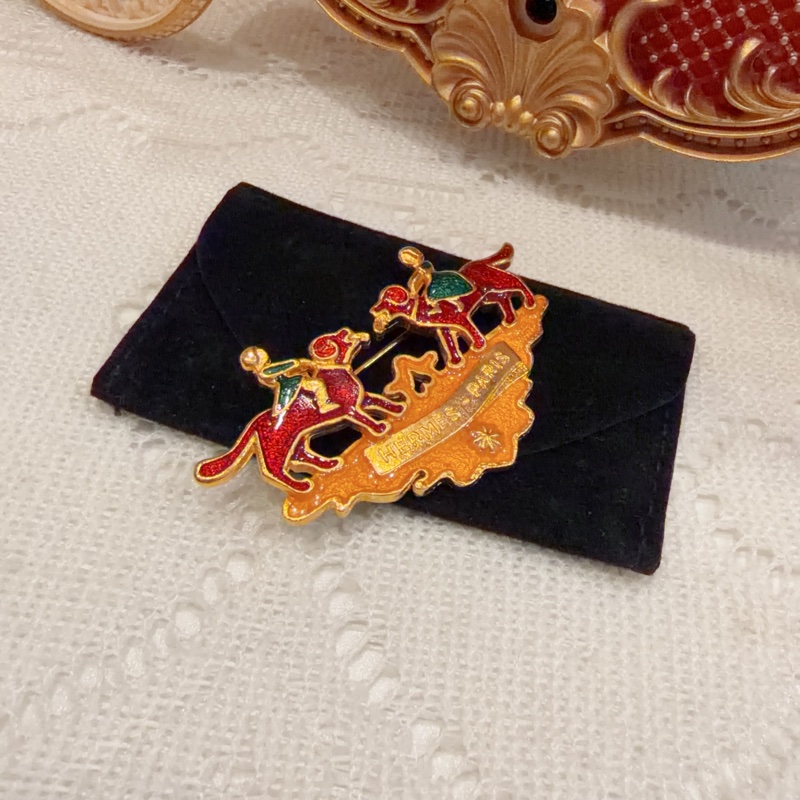 Hermes Vintage 小狗心口針 胸針 古董-5