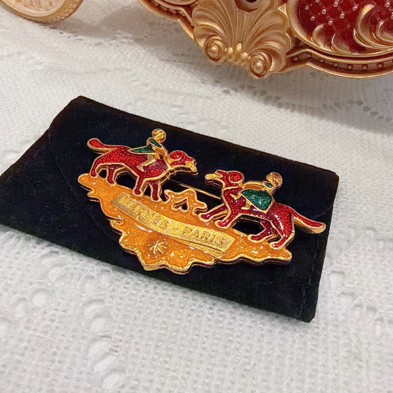 Hermes Vintage 小狗心口針 胸針 古董-6