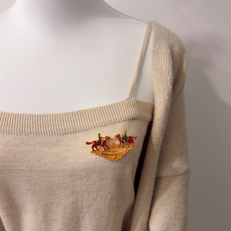 Hermes Vintage 小狗心口針 胸針 古董-11