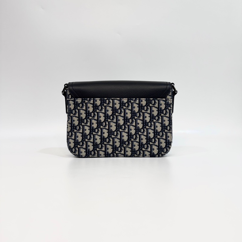 DIOR馬鞍包黑色Oblique緹花布下蓋小型郵差包1ADPO049YKS_H27E-4