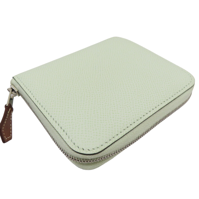 薄荷綠 Epsom牛皮 Silk In Compact 短夾 U刻【HERMES 愛馬仕】-3