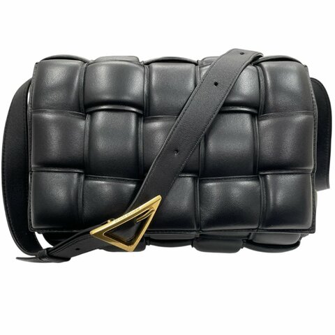 BOTTEGA VENETA 寶緹嘉 Padded Cassette 粗編織 肩背包 小羊皮 黑色 金釦