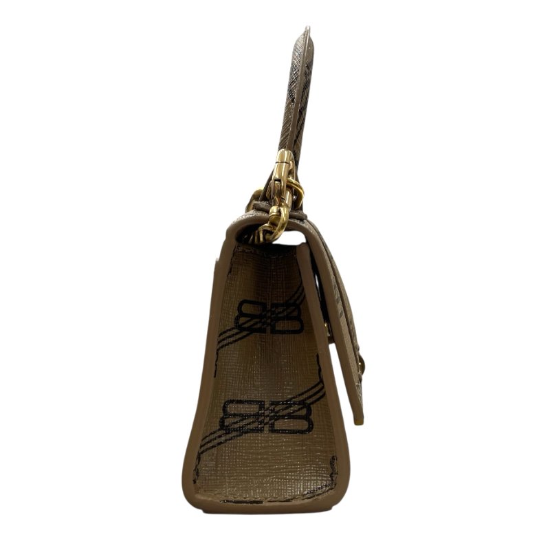 BALENCIAGA 巴黎世家 HOURGLASS XS 迷你肩背包 PVC帆布 老花 焦糖色 古銅釦-2