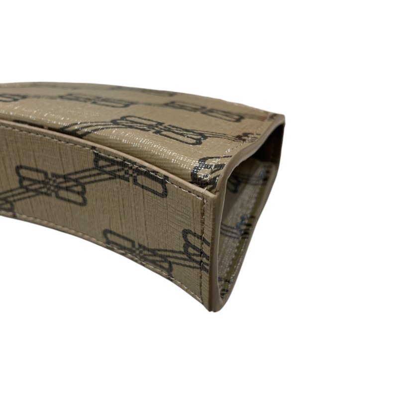 BALENCIAGA 巴黎世家 HOURGLASS XS 迷你肩背包 PVC帆布 老花 焦糖色 古銅釦-8