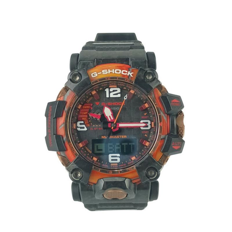 卡西歐 G-SHOCK Master of G Land Mudmaster GWG2040FR1AJR 男士腕錶，灰色錶盤，黑色樹脂/不銹鋼錶殼，40 週年紀念版，亮紅色-0