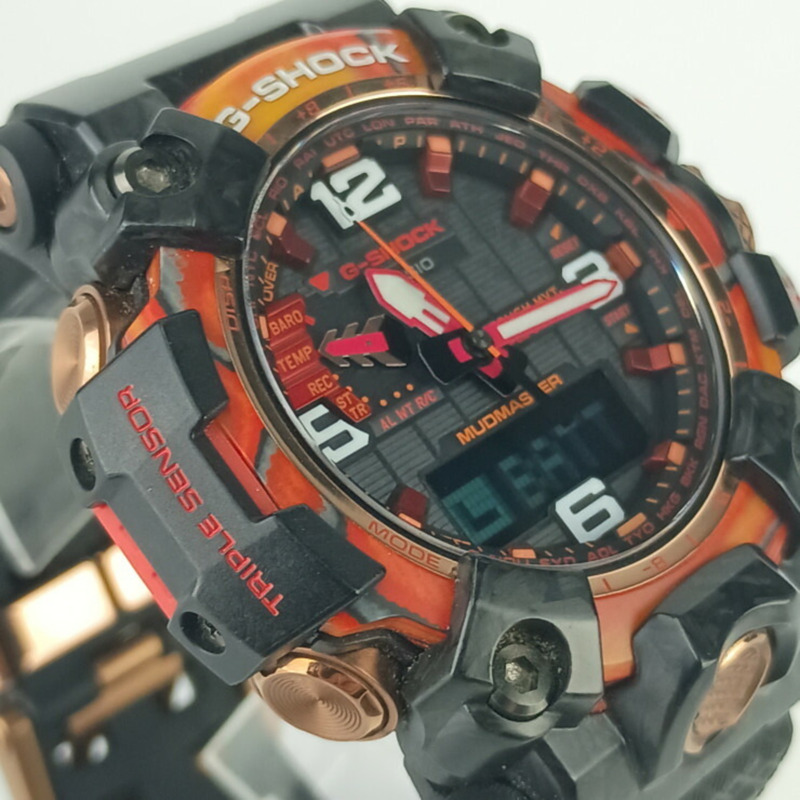 卡西歐 G-SHOCK Master of G Land Mudmaster GWG2040FR1AJR 男士腕錶，灰色錶盤，黑色樹脂/不銹鋼錶殼，40 週年紀念版，亮紅色-4