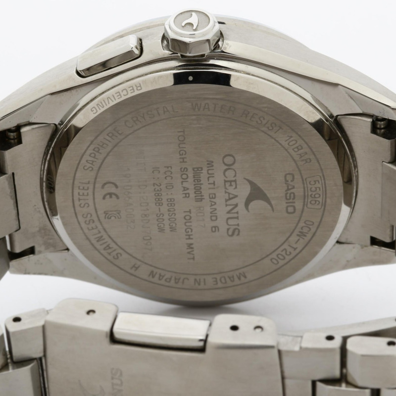 卡西歐 Oceanus OCWT200S1AJF 男士模擬腕錶，黑色和銀色，不鏽鋼錶殼-3