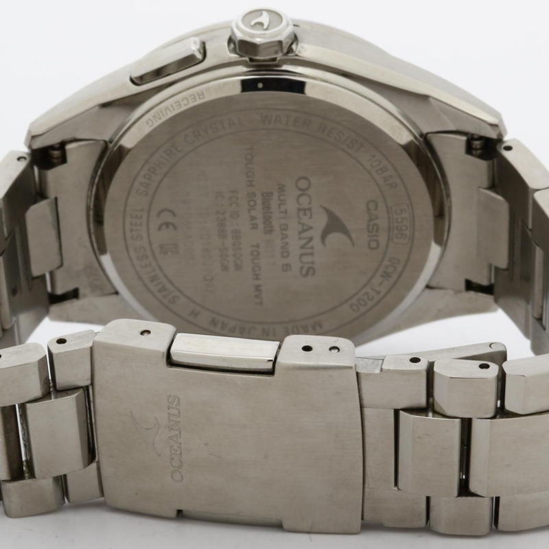 卡西歐 Oceanus OCWT200S1AJF 男士模擬腕錶，黑色和銀色，不鏽鋼錶殼-4