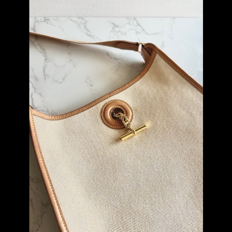 【LA LUNE】絕版中古包 Hermes Vespa PM 帆布拼皮革包 側背包 單肩包 二手包-1