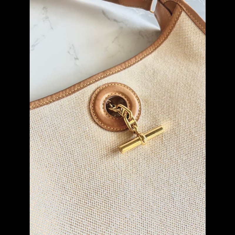 【LA LUNE】絕版中古包 Hermes Vespa PM 帆布拼皮革包 側背包 單肩包 二手包-3