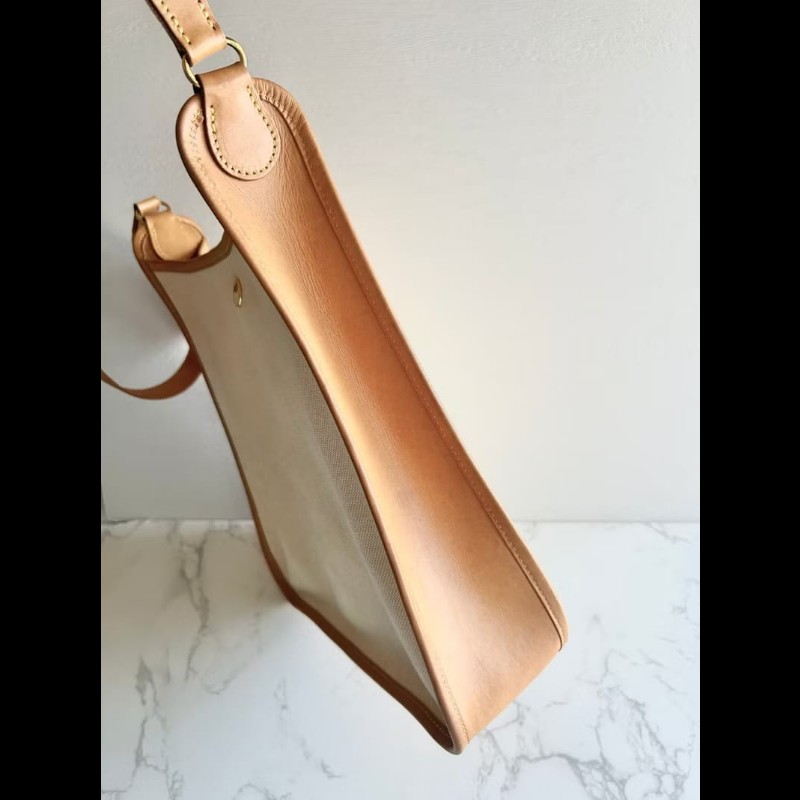 【LA LUNE】絕版中古包 Hermes Vespa PM 帆布拼皮革包 側背包 單肩包 二手包-4