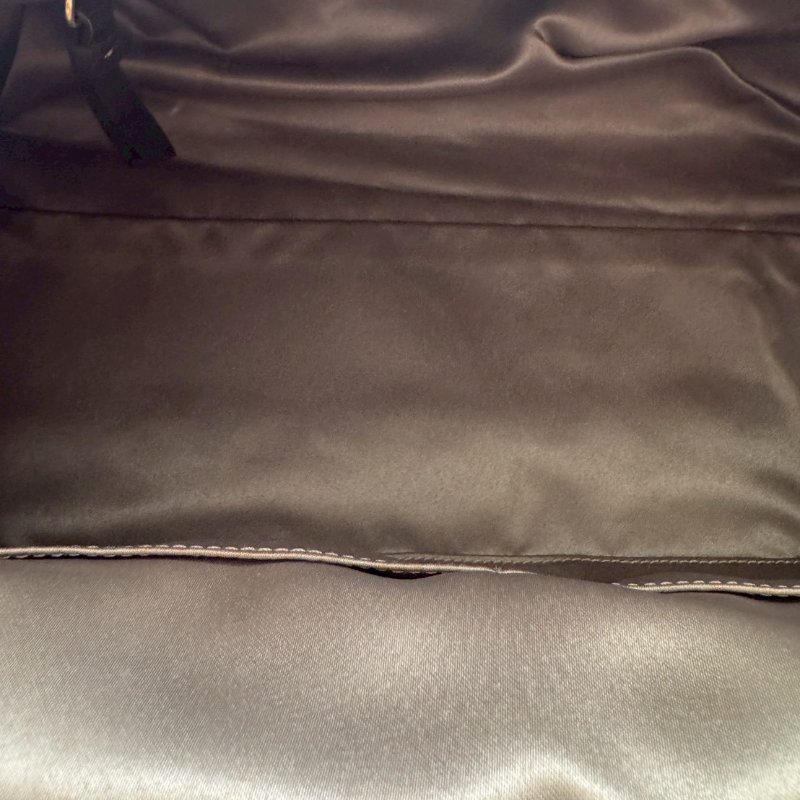 COACH 米白帆布拚咖色肩背包-8