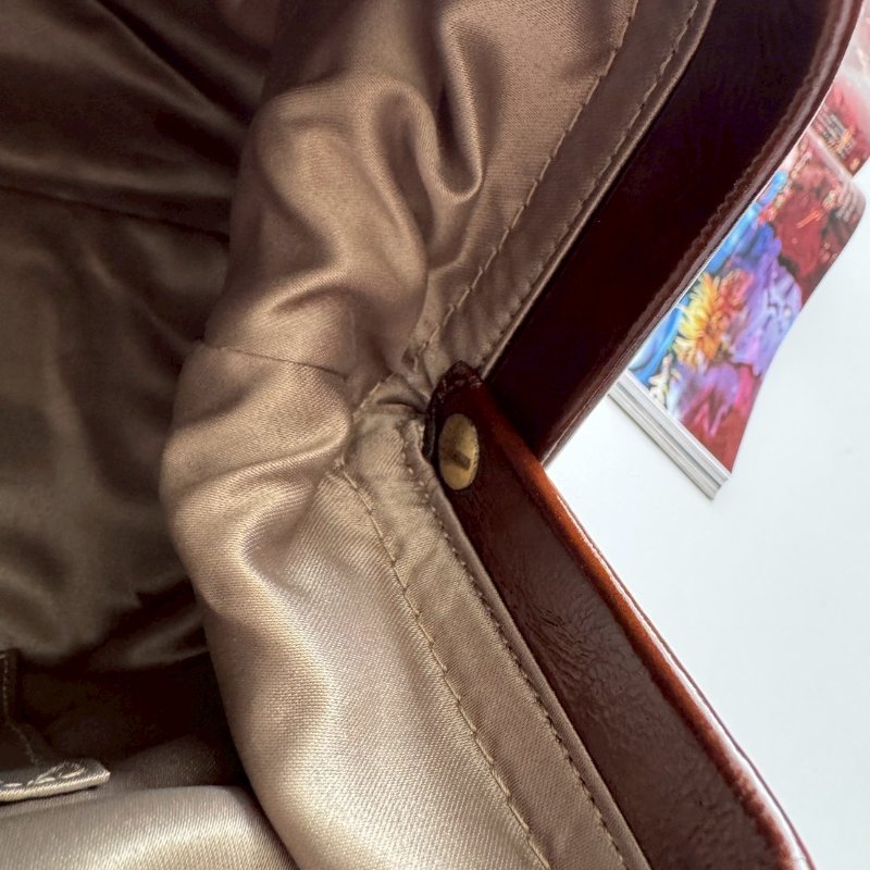 COACH 米白帆布拚咖色肩背包-23