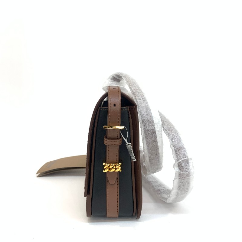 Burberry/巴寶莉棕色全皮單肩斜挎包。-3