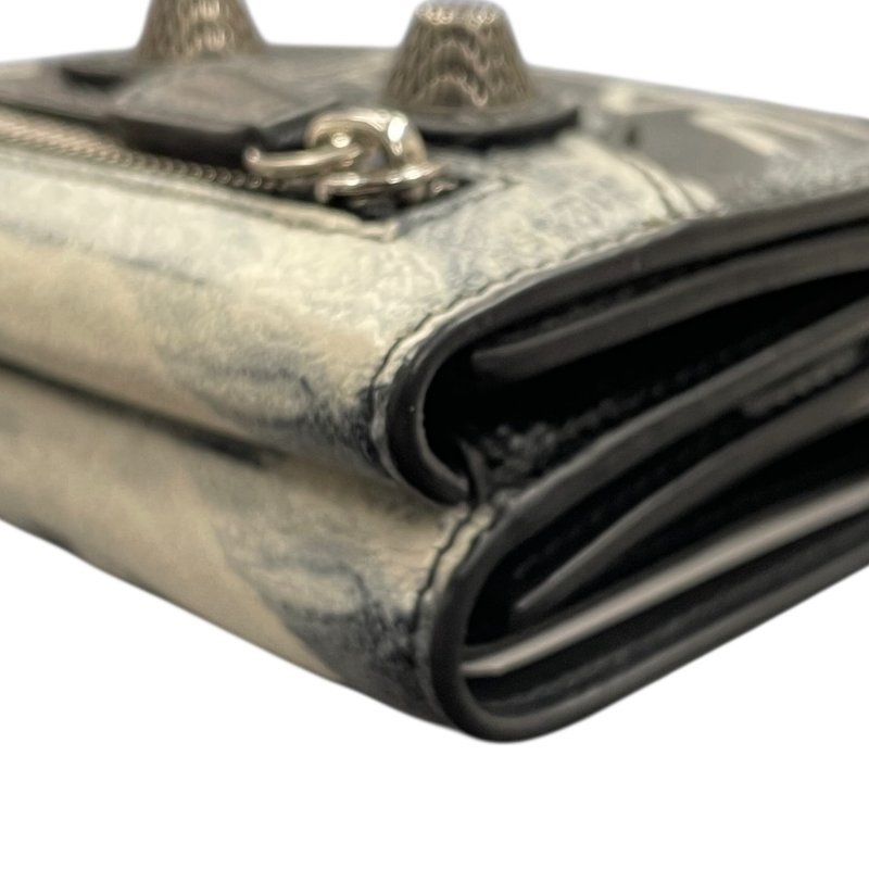BALENCIAGA 巴黎世家 Le Cagole 塗鴉三折短夾 皮革 黑色 銀釦-7