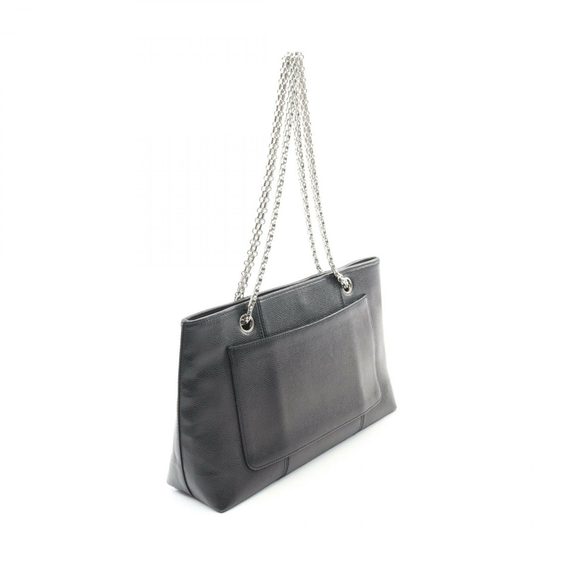 香奈兒 COCO 標誌手提鏈條單肩背包 小牛皮 黑色 二手 女士 CC-1