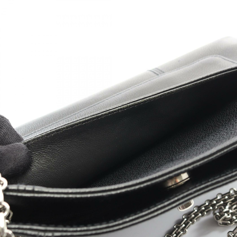 香奈兒 COCO 標誌手提鏈條單肩背包 小牛皮 黑色 二手 女士 CC-9