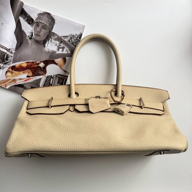 HERMES 米白色 41 birkin shoulder方塊L刻-0