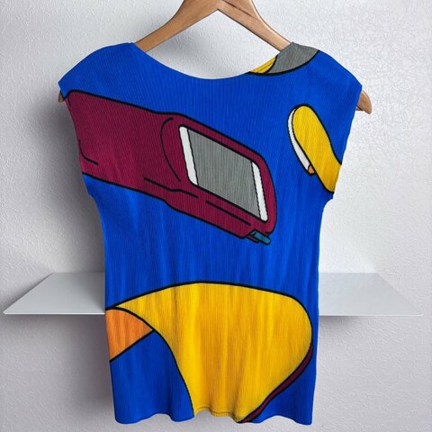 絕版收藏 ::三宅一生 Issey Miyake :: Pleats Please PP Pop Art Colourful Phone Car 手機圖樣上衣