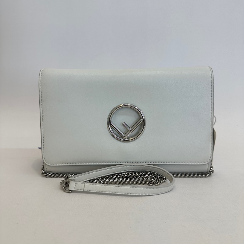 芬迪白色logo底長22單肩斜挎包-0