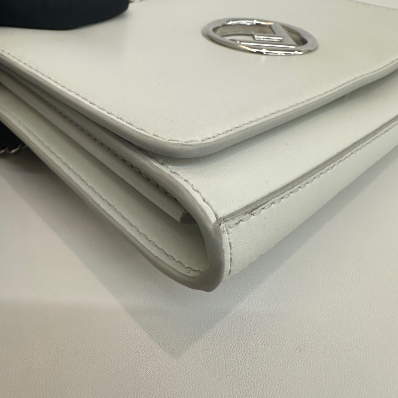 芬迪白色logo底長22單肩斜挎包-8